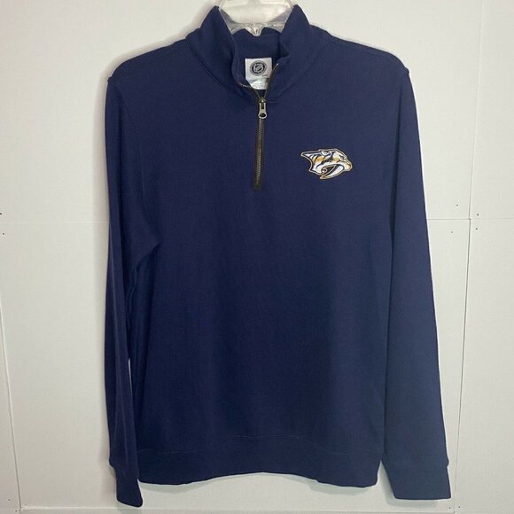 NHL Official Nashville Predators Pullover Mens Small Navy 1/4 Zip Embroidered - Picture 1 of 6